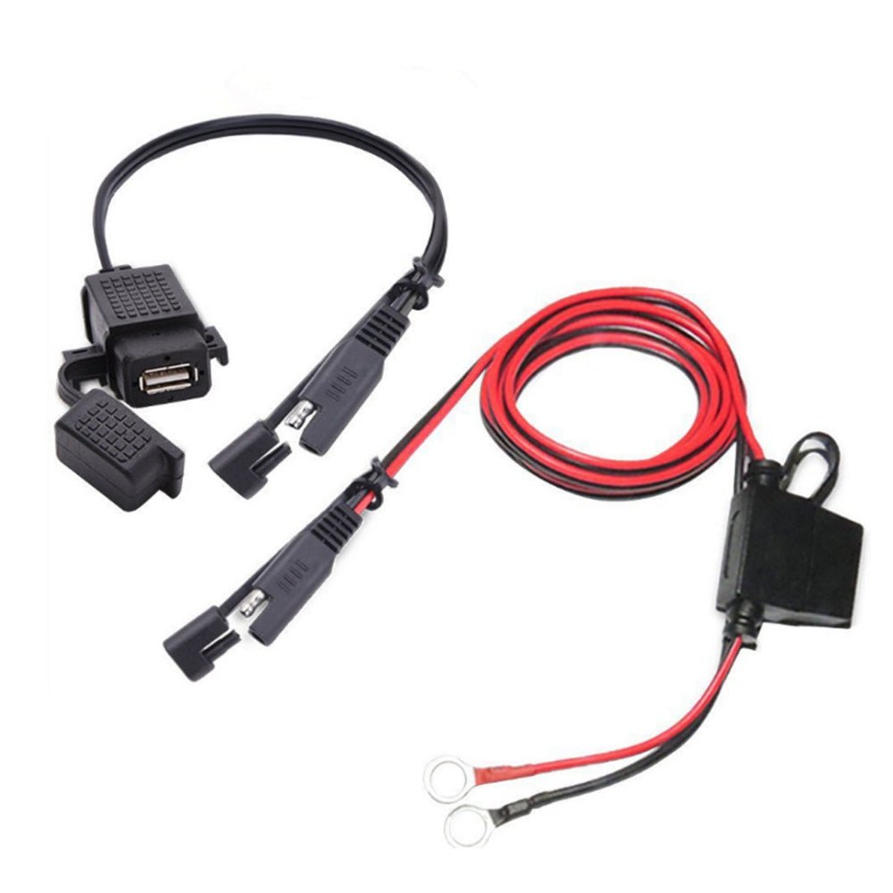Lot de 2 câbles adaptateurs de chargeur SAE vers USB étanches pour moto et téléphone GPS - rideshopparts