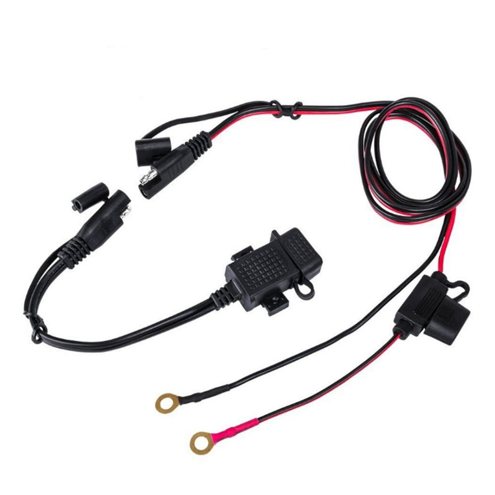 Lot de 2 câbles adaptateurs de chargeur SAE vers USB étanches pour moto et téléphone GPS - rideshopparts