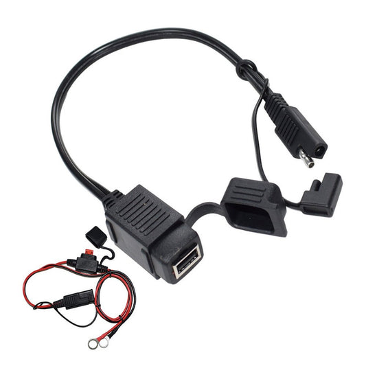 Lot de 2 câbles adaptateurs de chargeur SAE vers USB étanches pour moto et téléphone GPS - rideshopparts