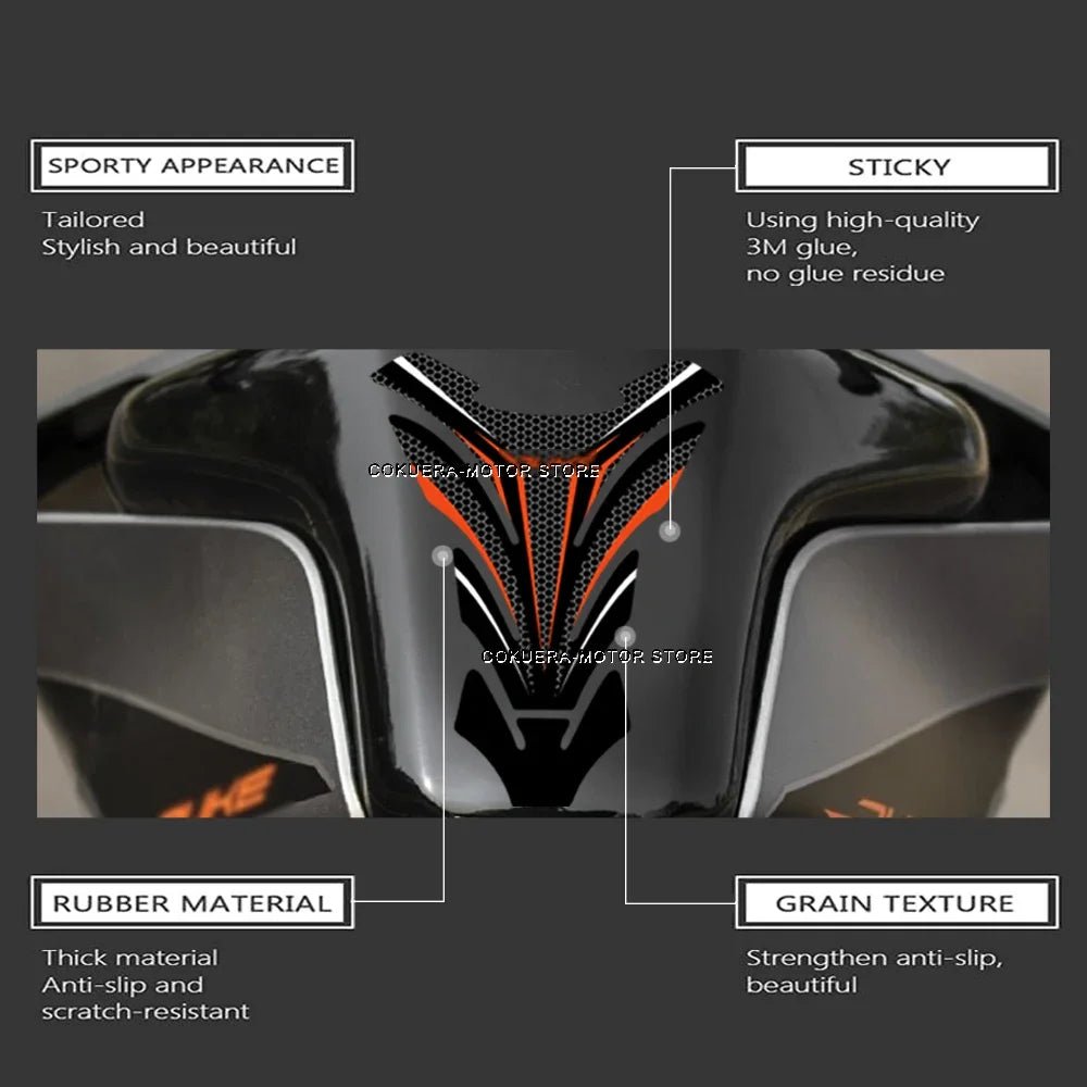 Patch Antidérapant Réservoir Moto – Kit 2 Pièces Résine Noir pour KTM Duke 125/200/390/690/990/1290 - rideshopparts
