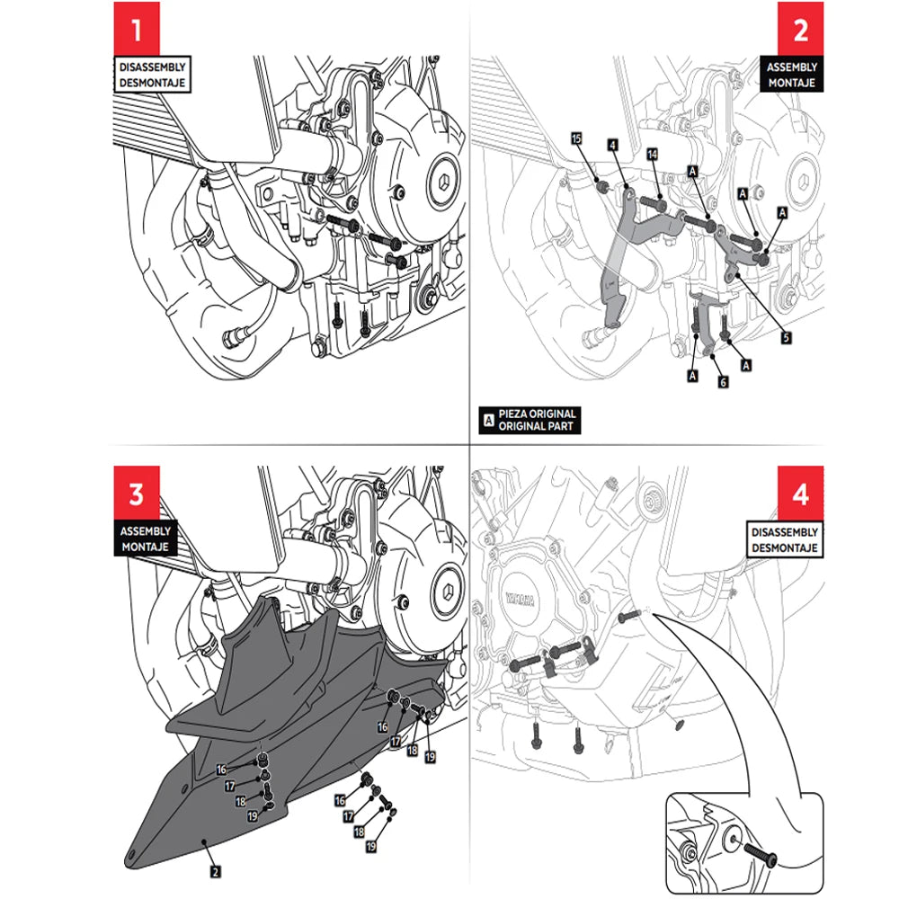 Sabot moteur pour YAMAHA MT - 09 SP 21 - 24 mt09 2021 - 2024 - rideshopparts